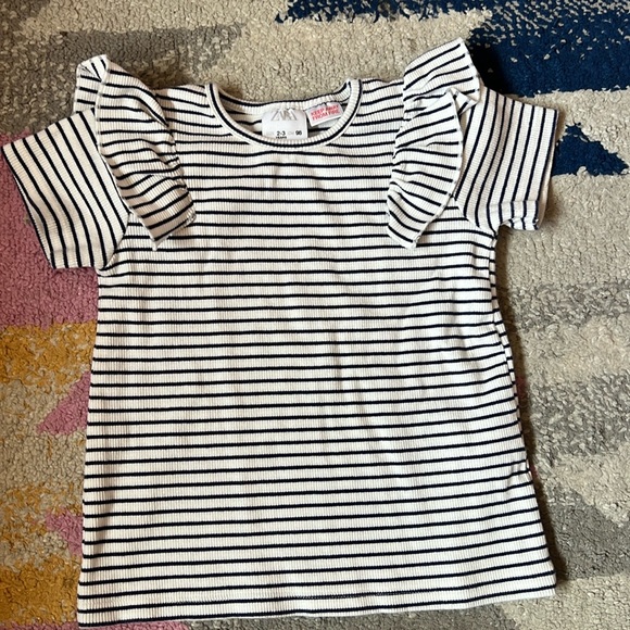 ZARA STRIPED RIB T-SHIRT - Picture 1 of 5
